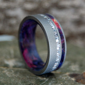 VOW | Purple Box Elder & Moose Antler Titanium Wedding Ring - Minter and Richter Designs