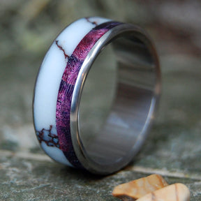BORN IN THE PURPLE | Purple Box Elder & Wild Horse Jasper Titanium Wedding Ring - Minter and Richter Designs
