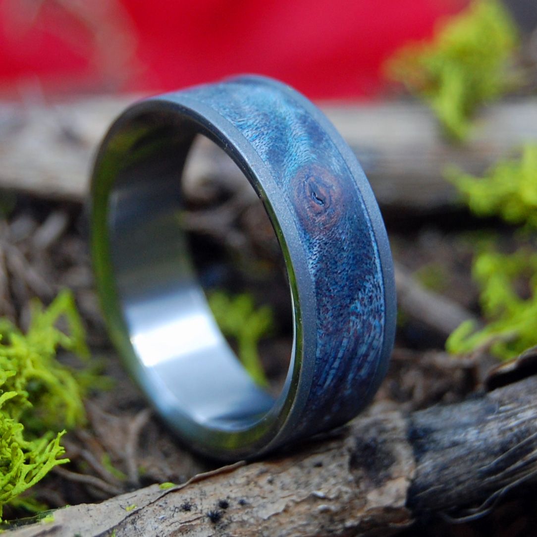OF COSMIC PROPORTION | Blue Maple Titanium Wedding Rings - Minter and Richter Designs
