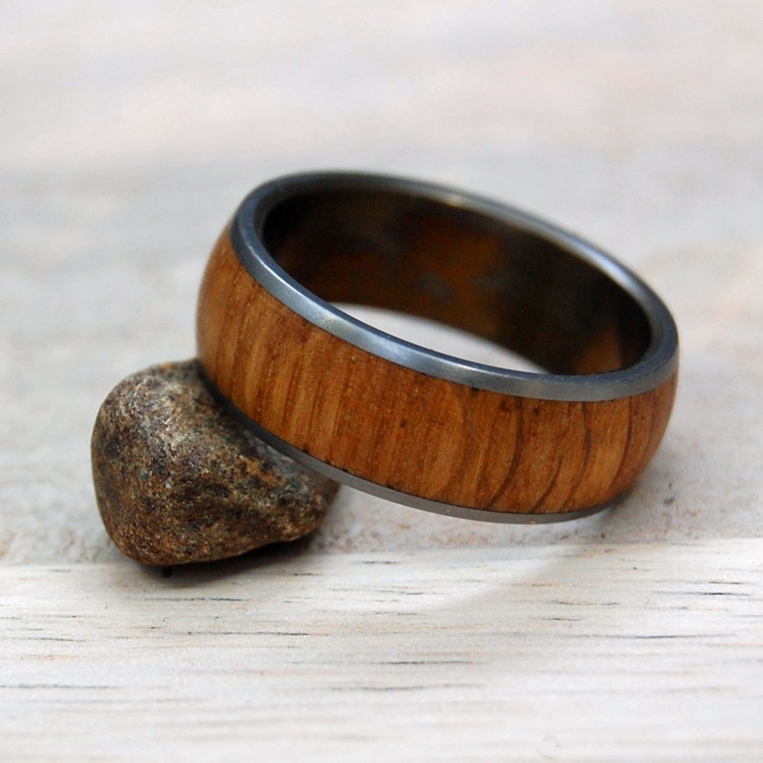 BRONZED BULLY BOY TO THE DOME | Whiskey Barrel Wood Titanium Wedding Rings - Minter and Richter Designs