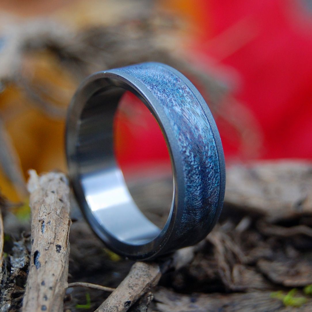 OF COSMIC PROPORTION | Blue Maple Titanium Wedding Rings - Minter and Richter Designs