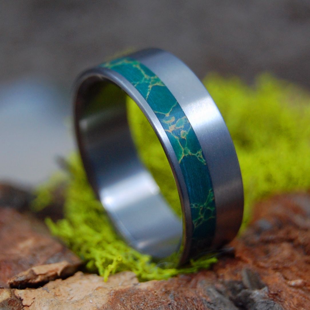 STONE OF HEAVEN | Jade Stone Titanium Wedding Ring - Minter and Richter Designs