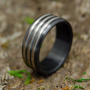 ATOMIC GROOVE | Zirconium Black Wedding Rings - Minter and Richter Designs