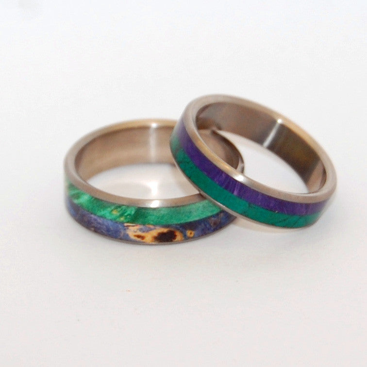 A DEEP & EARTHLY LOVE / FOR US ALONE TO ENJOY | Titanium & Wood Wedding Ring Set - Minter and Richter Designs