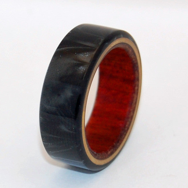 A LOVE YOU CAN LEAN ON | Black Resin & Wood Titanium Wedding Ring - Minter and Richter Designs