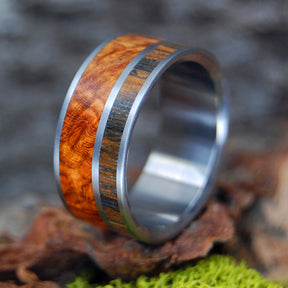 IRISH EYES | Irish Bog Oak & Amboyna Wood - Titanium Men's Wedding Rings - Minter and Richter Designs