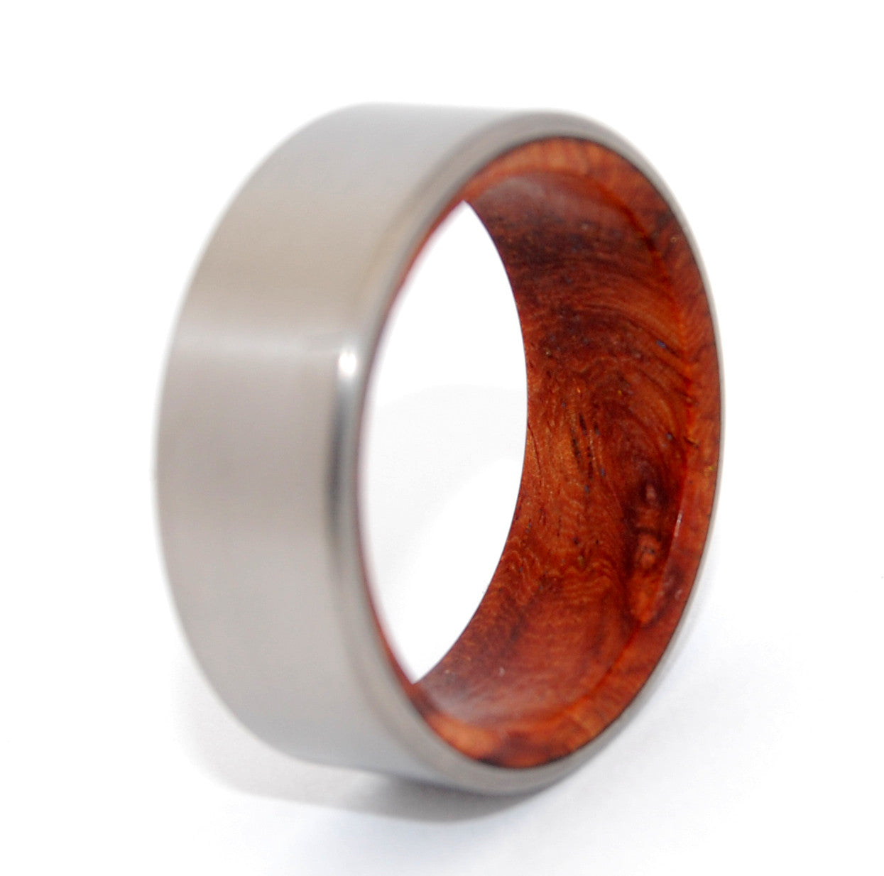 SANCTUM | Amboyna Burl Wood & Titanium - Wooden Wedding Rings - Minter and Richter Designs