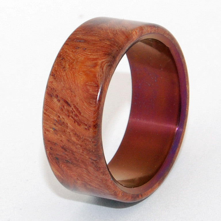 COMMUNION | Amboyna Wood & Titanium - Unique Wedding Rings - Minter and Richter Designs