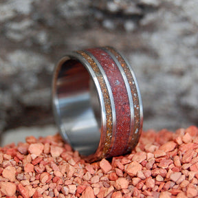YOUR FIELD OF DREAMS | Baseball Pitchers Mound Dirt - Titanium Wedding Ring - Minter and Richter Designs