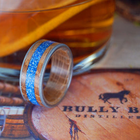 BULLY BOY DRINKS ON THE BEACH | Whiskey Barrel Wood Titanium Wedding Rings - Minter and Richter Designs