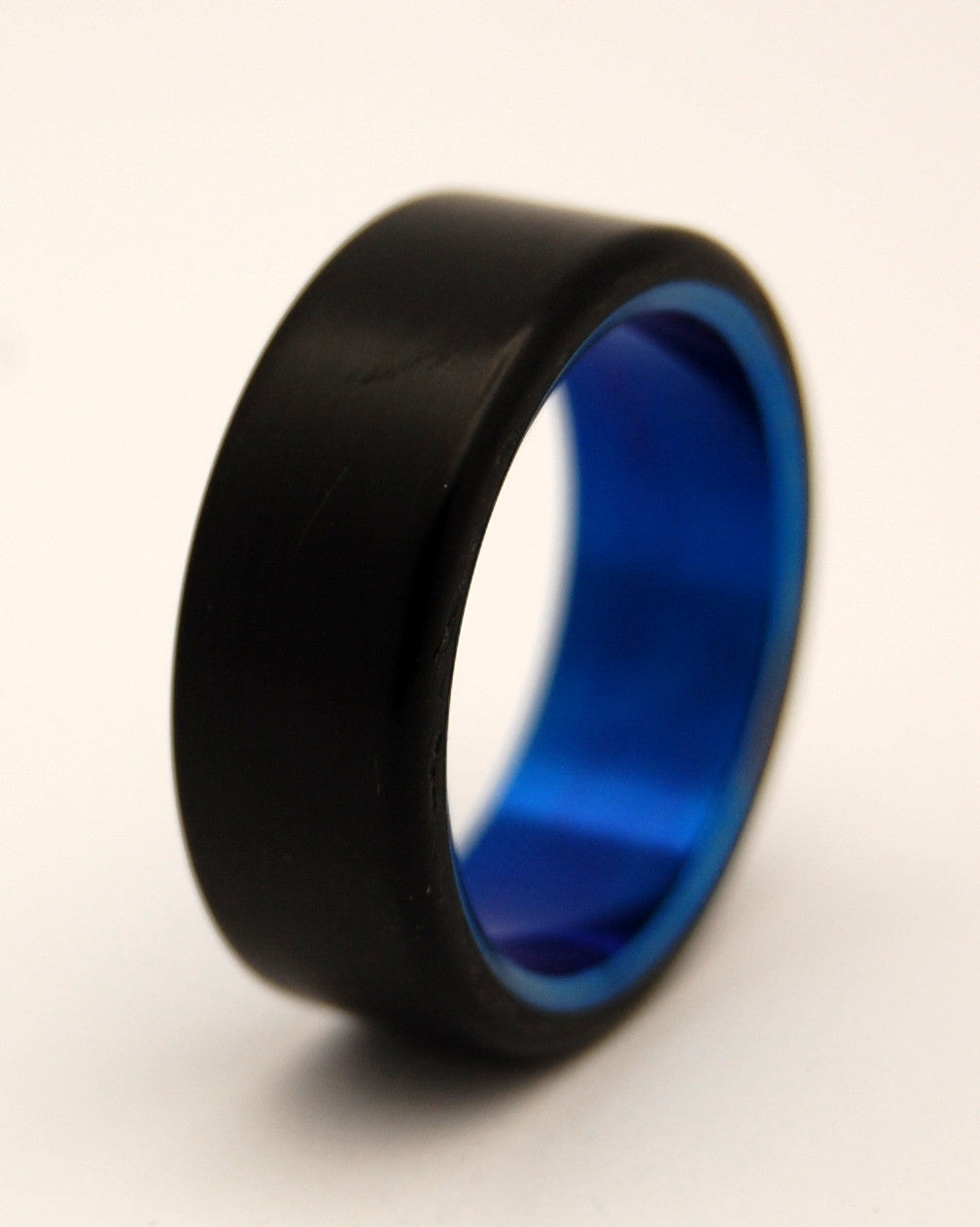 OTHELLO | Black Resin Blue Titanium Men's Wedding Rings - Minter and Richter Designs