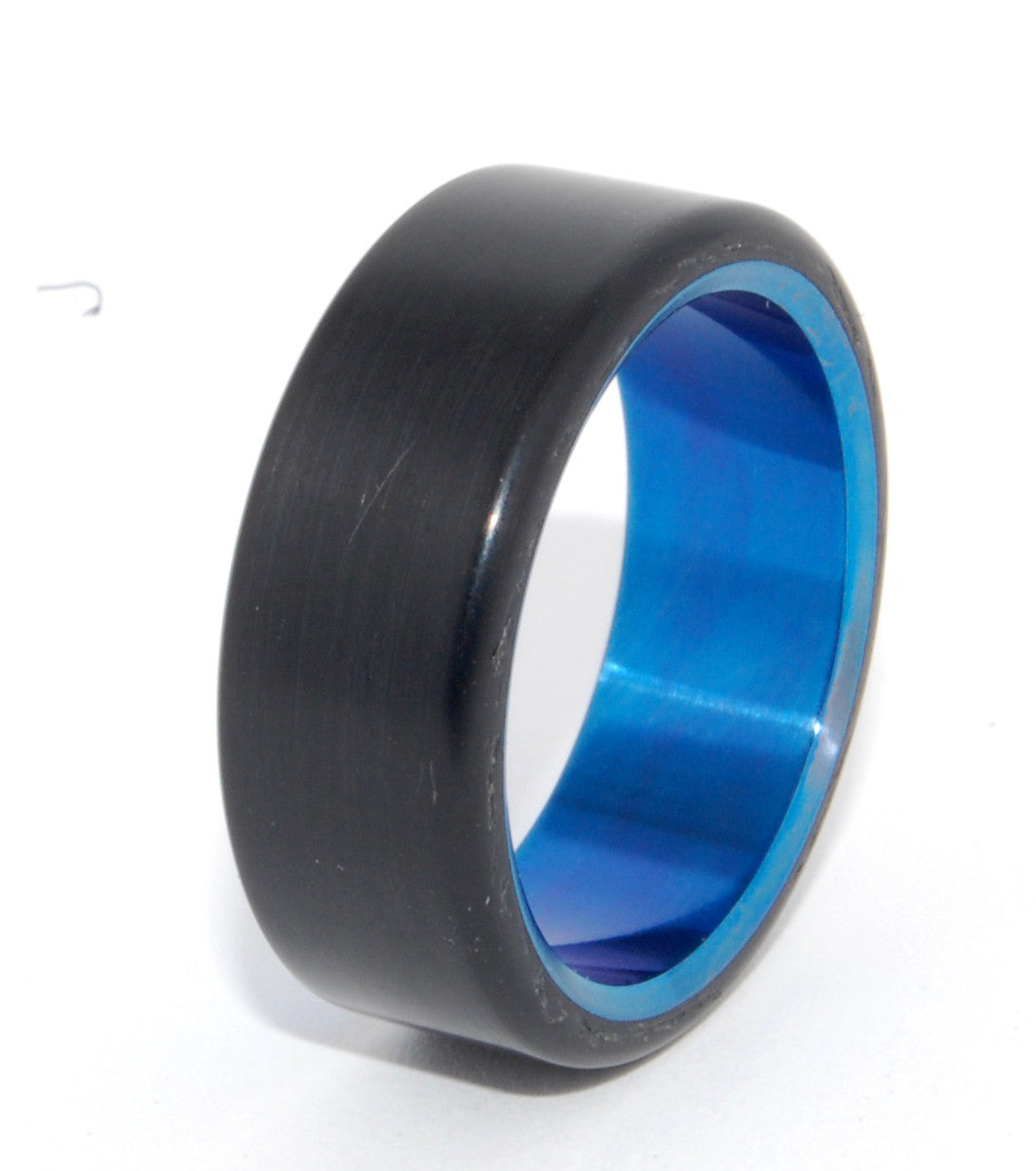 OTHELLO | Black Resin Blue Titanium Men's Wedding Rings - Minter and Richter Designs
