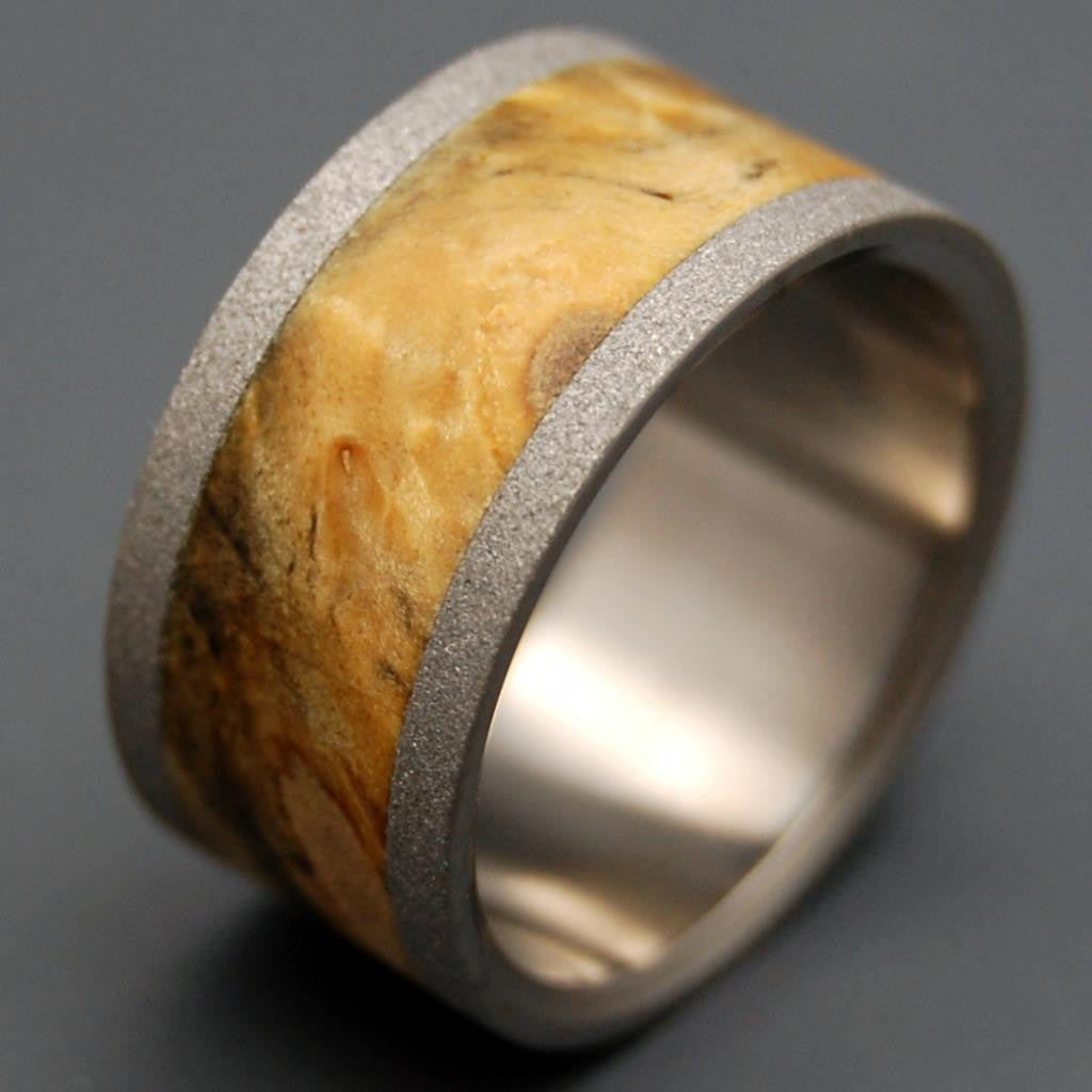 BLOND BLASTED | California Buckeye Wood & Titanium - Unique Wedding Rings - Wooden Wedding Rings - Minter and Richter Designs