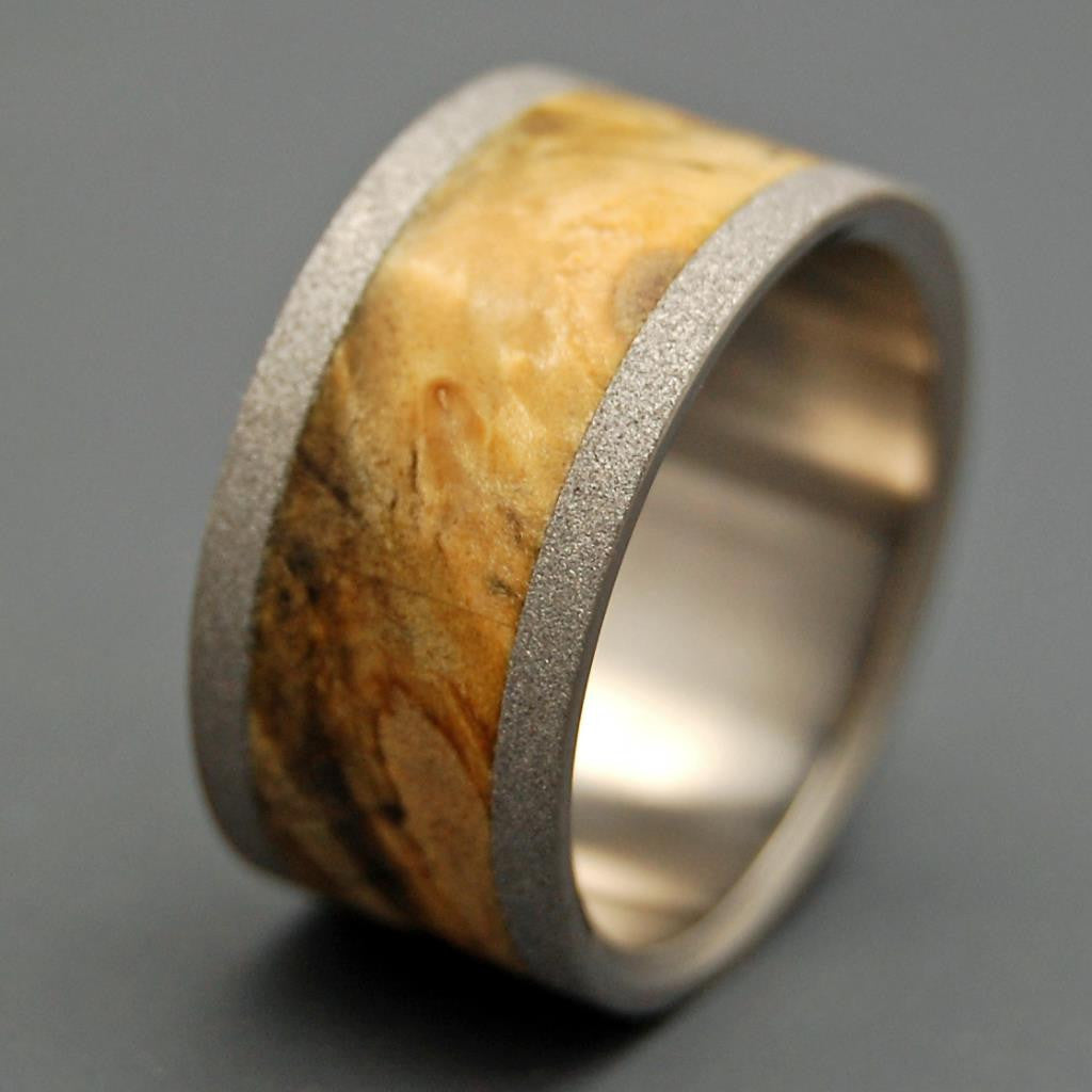 BLOND BLASTED | California Buckeye Wood & Titanium - Unique Wedding Rings - Wooden Wedding Rings - Minter and Richter Designs