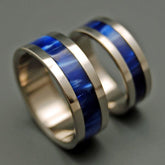 UNDERWATER LIGHT | Sapphire Blue Resin & Titanium - Unique Wedding Rings - Wedding Rings Set - Minter and Richter Designs