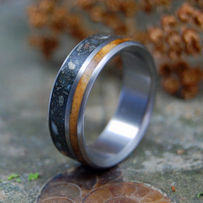 MINER | Fool's Gold, Antler & Maple Wood Black Wedding Ring - Minter and Richter Designs