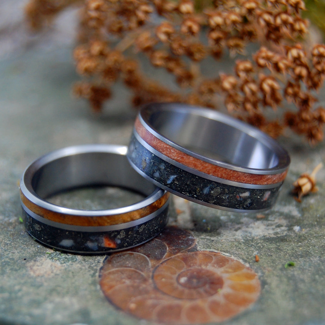 MINER SET | Fool's Gold, Deer Antler & Sugar Maple Wood Wedding Rings Set - Minter and Richter Designs