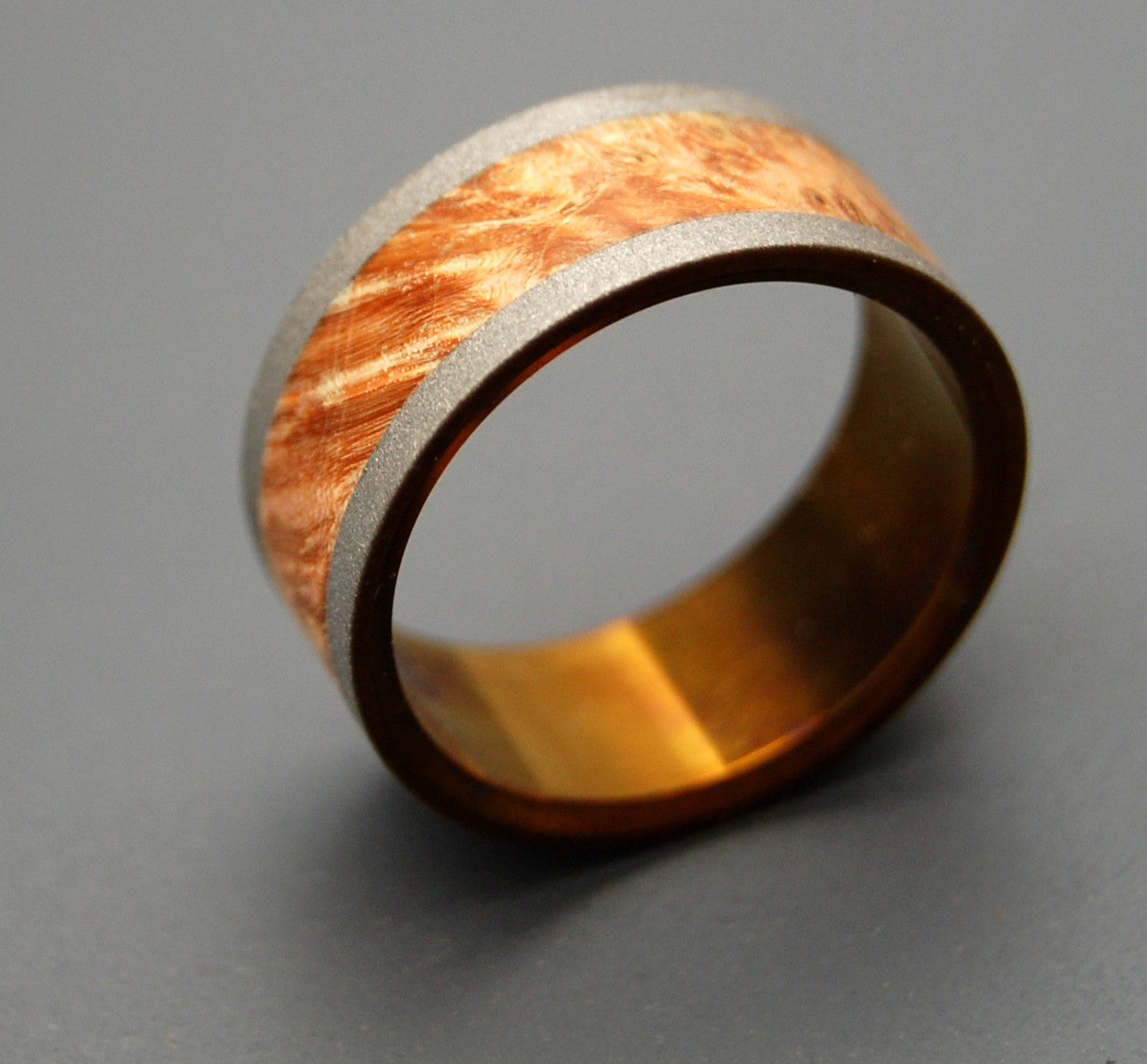 Ring Of Fire | Wood and Hand Anodized Bronze - Titanium Wedding Ring - Minter and Richter Designs