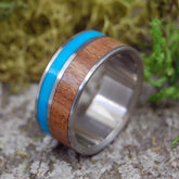 Cherry Cove | SIZE 11.75 AT 9.5MM | Cherry Wood & Turquoise | Unique Wedding Rings | On Sale - Minter and Richter Designs