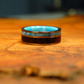 DOMINICAN CANOPY | Larimar Stone Handcrafted Wood & Titanium Wedding Rings - Minter and Richter Designs