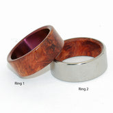 COMMUNION SANCTUM | Amboyna Wood & Titanium - Unique Wedding Rings set - Minter and Richter Designs