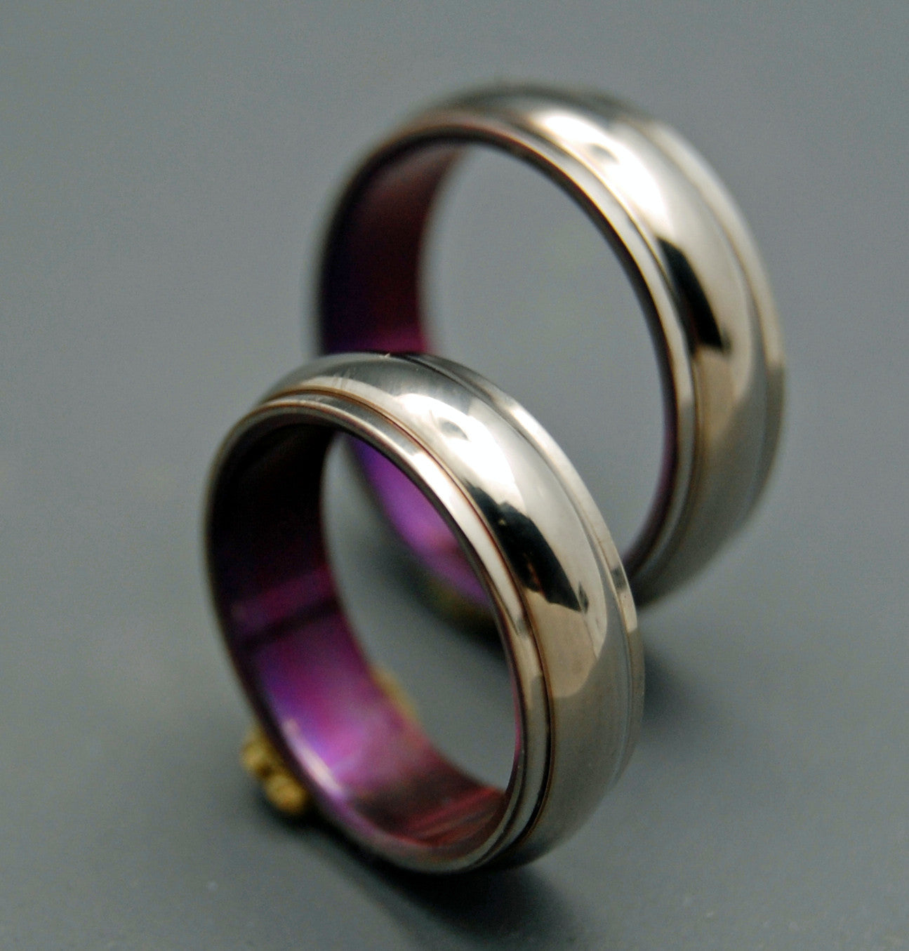 LOVE'S GIFT | Purple Titanium Wedding Rings - Unique Wedding Rings Sets - Minter and Richter Designs