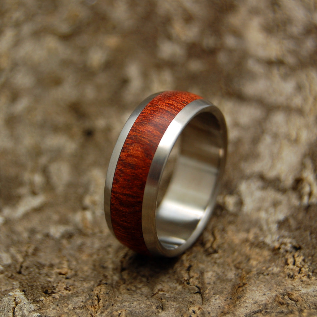 EVERY DROP OF BLOOD | Bloodwood & Titanium Domed Men's Wedding Rings - Minter and Richter Designs