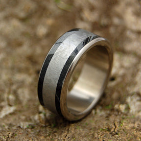 EVERY KNEE SHALL BOW | Meteorite & Black M3 Titanium Men's Wedding Rings - Minter and Richter Designs