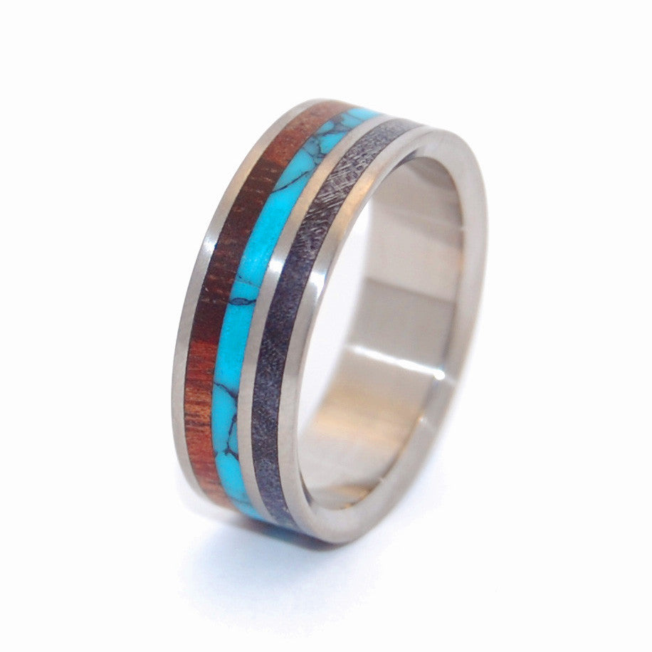 Faraday | Turquoise and Wood Titanium Wedding Ring - Minter and Richter Designs