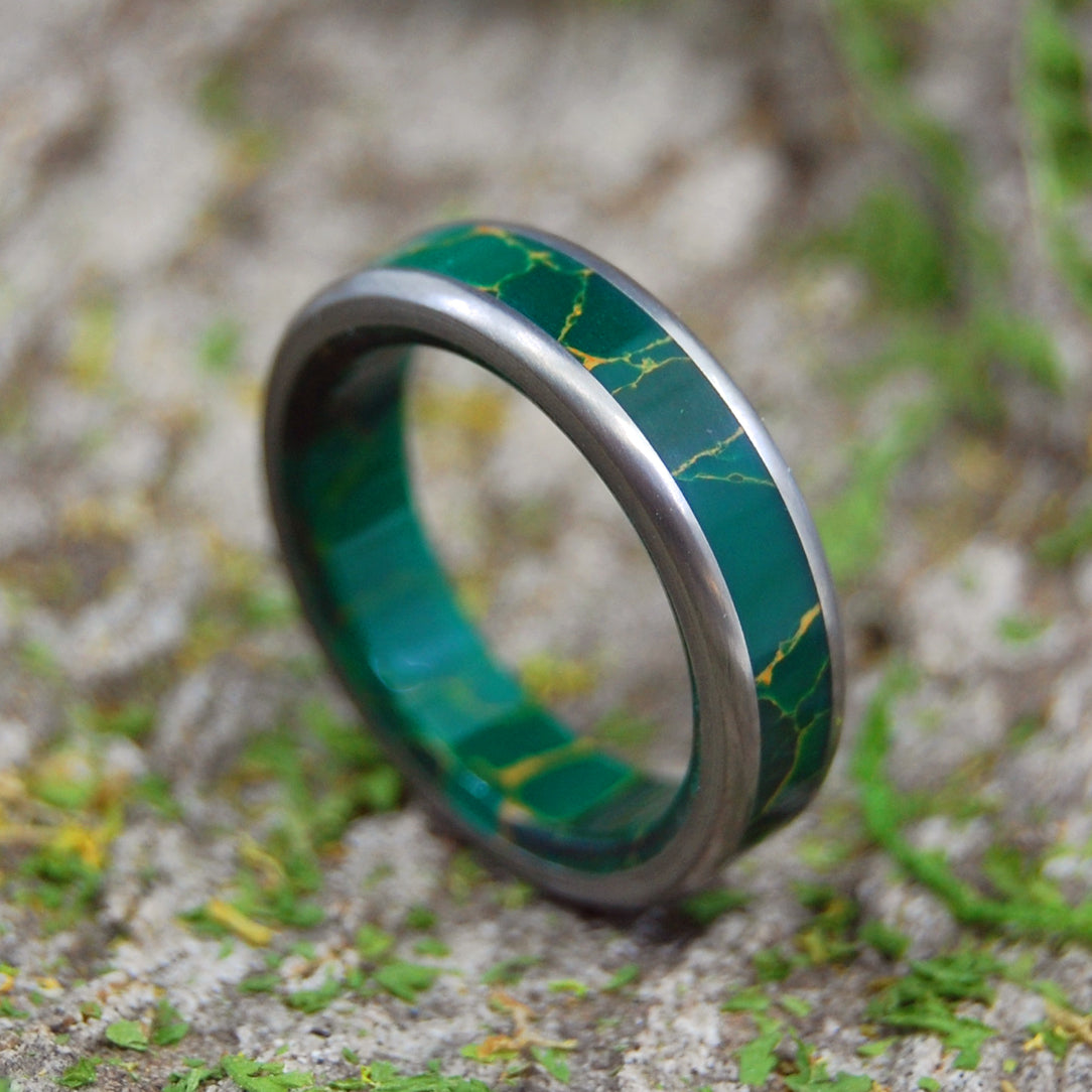 GOD OF WOLVES | Jade Stone & Titanium Wedding Rings - Minter and Richter Designs