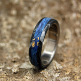 DARK GREEK GOD | Blue Wood & Black Silver M3 Mokume Gane Titanium Men's Wedding Rings - Minter and Richter Designs