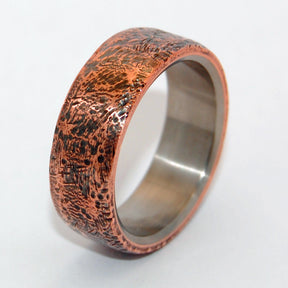 BEATEN COPPER | Hand Beaten Copper Titanium Men's Wedding Rings - Minter and Richter Designs