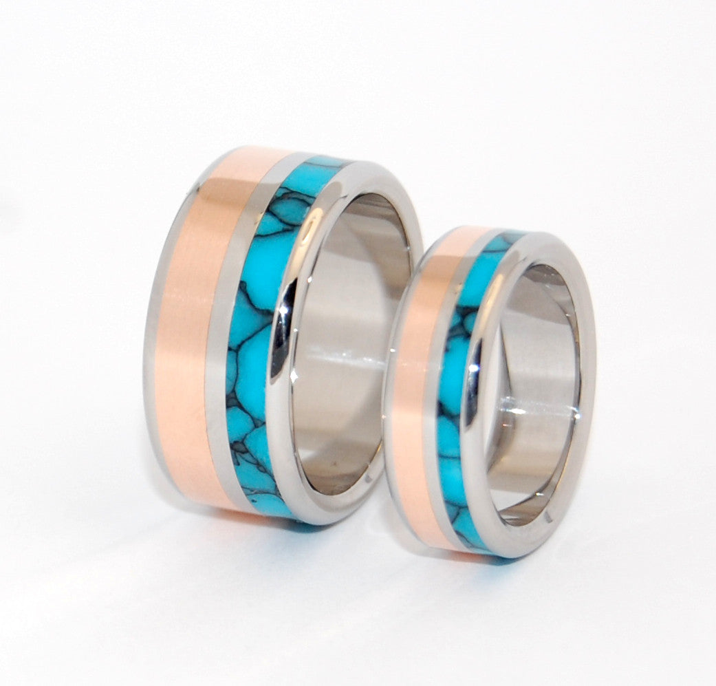 Human and Divine INOX | Copper and Stone Wedding Ring Set - Minter and Richter Designs