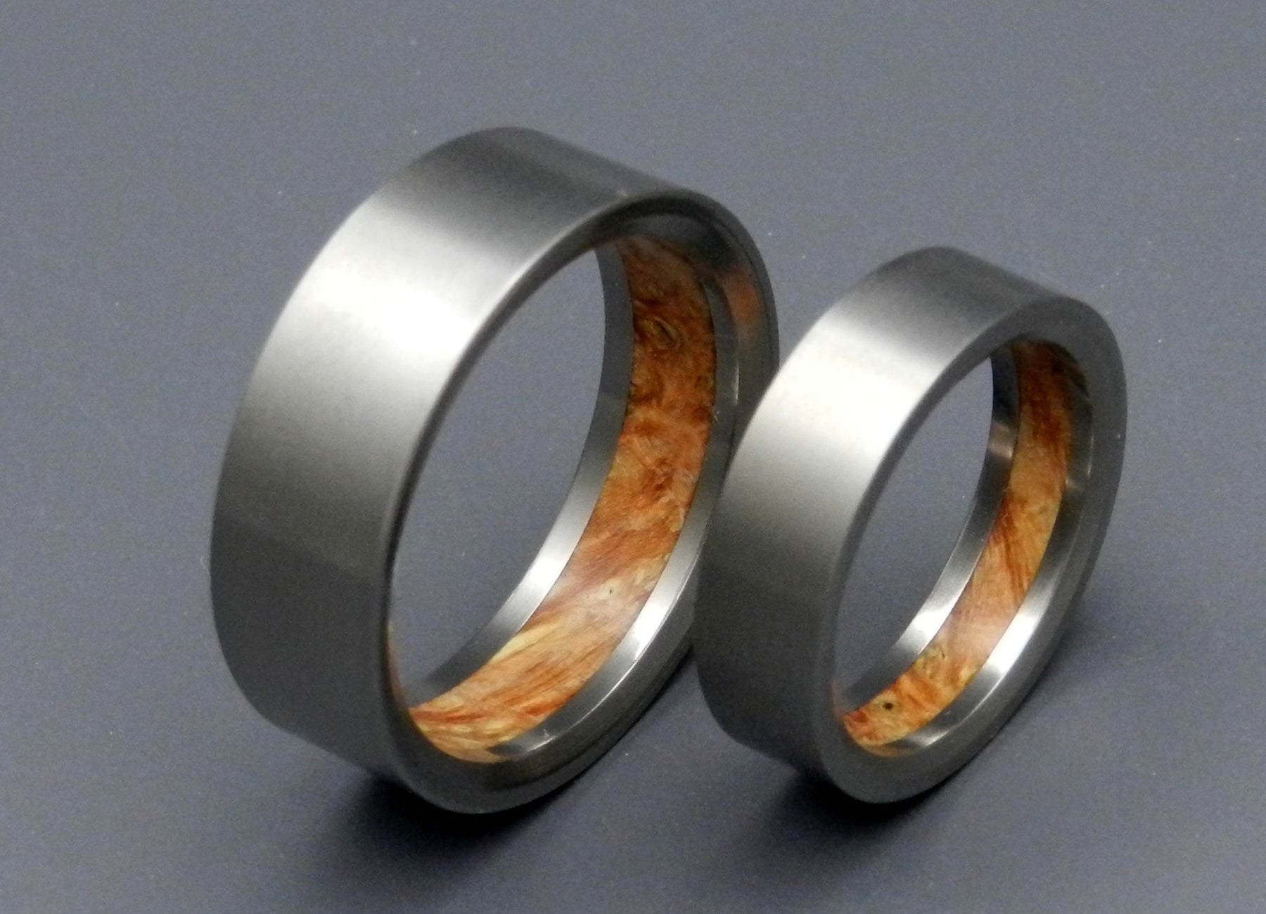 HUMBLE ELDER | Brown Box Elder Wood & Titanium - Unique Wedding Rings - Titanium Wedding Rings - Minter and Richter Designs