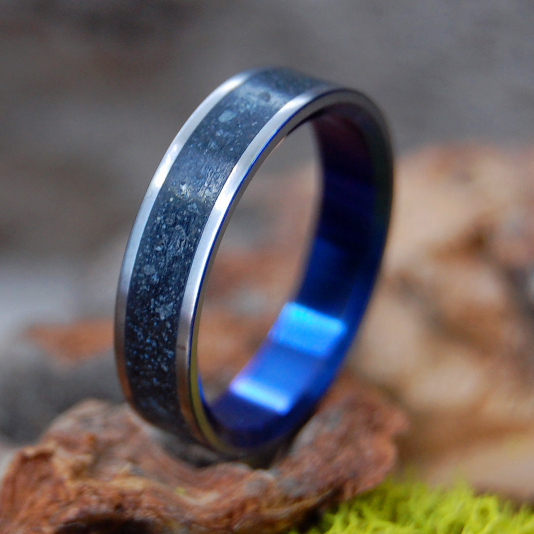 ICELANDIC LAVA BLUE | Beach Sand Lava Women's Titanium Wedding Ring - Minter and Richter Designs