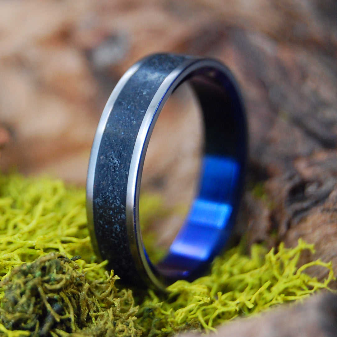 ICELANDIC LAVA BLUE | Beach Sand Lava Women's Titanium Wedding Ring - Minter and Richter Designs