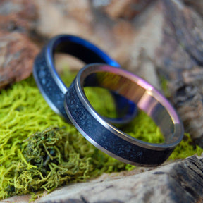 ICELANDIC LAVA SUNSET AND BLUE | Icelandic Volcanic Beach Sand and Lava - Unique Wedding Rings  Rings - Minter and Richter Designs