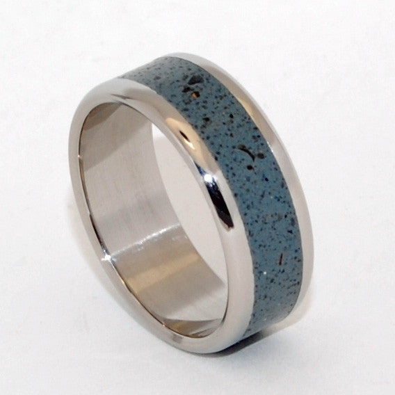 OPALUS | Beach Sand & Titanium - Handcrafted Wedding Rings - Blue Rings - Minter and Richter Designs
