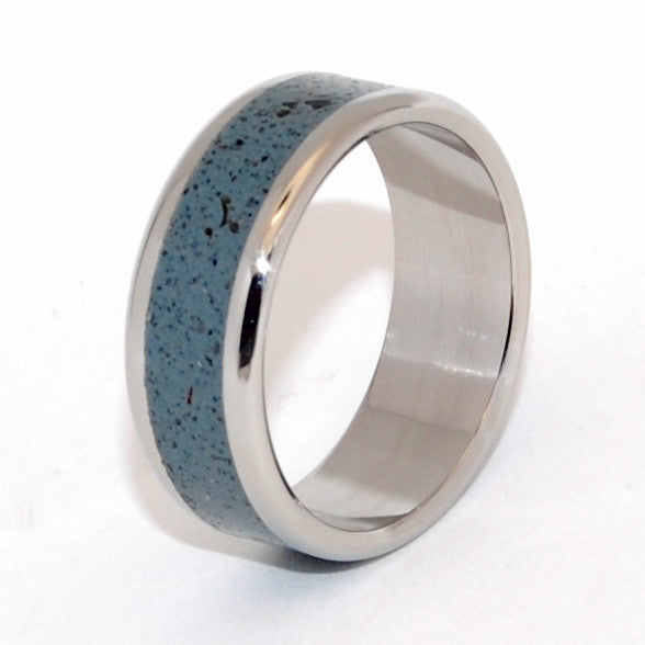 OPALUS | Beach Sand & Titanium - Handcrafted Wedding Rings - Blue Rings - Minter and Richter Designs