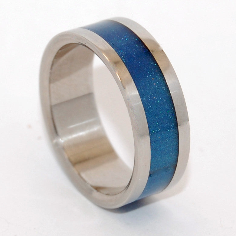 BLUE SPARKLE | Blue Resin & Steel - Blue Wedding Rings - Minter and Richter Designs