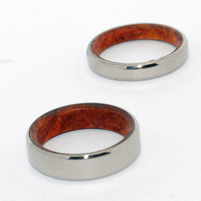 SANCTUM | Amboyna Burl Wood & Titanium - Wooden Wedding Rings - Minter and Richter Designs