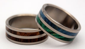 JUNGLE BEAR | Box Elder Wood & Cocobolo Wood - Unique Wedding Rings - His and Hers Titanium Wedding Rings Set - Minter and Richter Designs