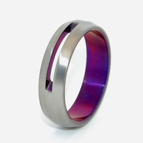 LET LOVE SHINE THROUGH | Purple Anodized Titanium Wedding Rings - Minter and Richter Designs