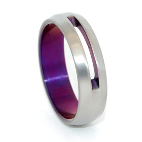 LET LOVE SHINE THROUGH | Purple Anodized Titanium Wedding Rings - Minter and Richter Designs