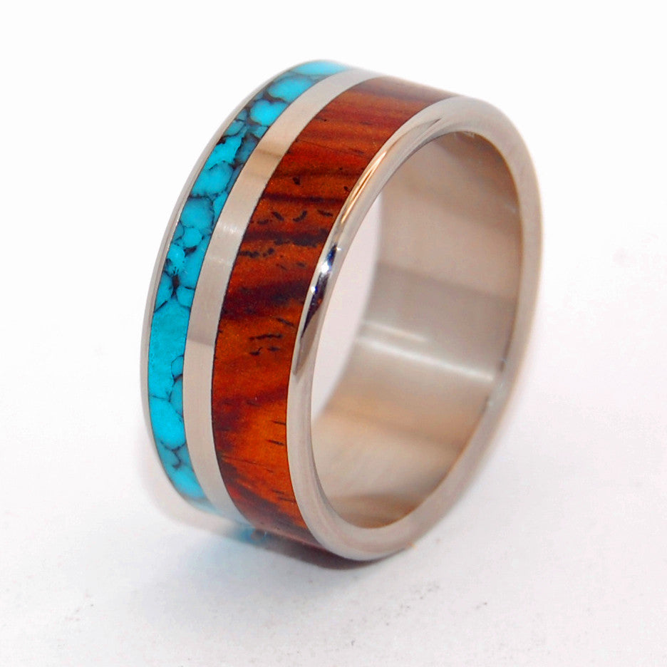 Love and Beyond | Turquoise and Wood - Titanium Wedding Ring - Minter and Richter Designs