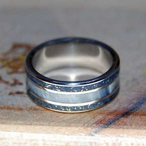 MERCEDES GUY | Mercedes Car Parts & Gray Marbled Opalscent - Inox Steel Wedding Rings - Minter and Richter Designs