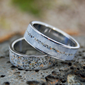 OUR PATH TO THE BEACH | Beach Sand Wedding Rings Set - Minter and Richter Designs
