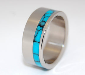 MOONBIRD | Turquoise & Titanium - Unique Wedding Rings - Minter and Richter Designs