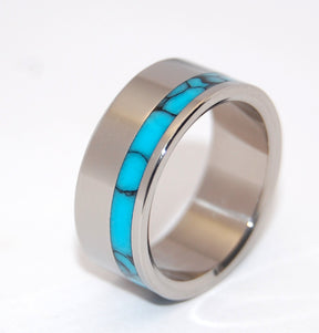 MOONBIRD | Turquoise & Titanium - Unique Wedding Rings - Minter and Richter Designs