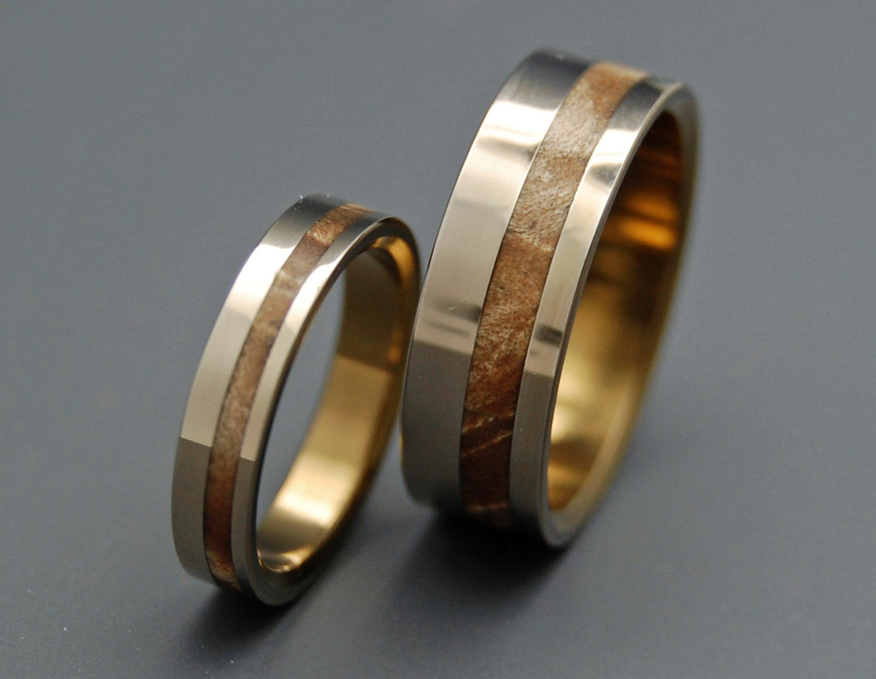 SILVER FAUN | Maple Wood & Titanium - Unique Wedding Rings - Wedding Rings Set - Minter and Richter Designs